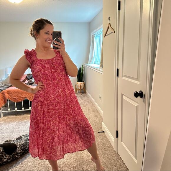 Xirena Pink Floral Cotton Silk Maxi Dress Small - Picture 2 of 12